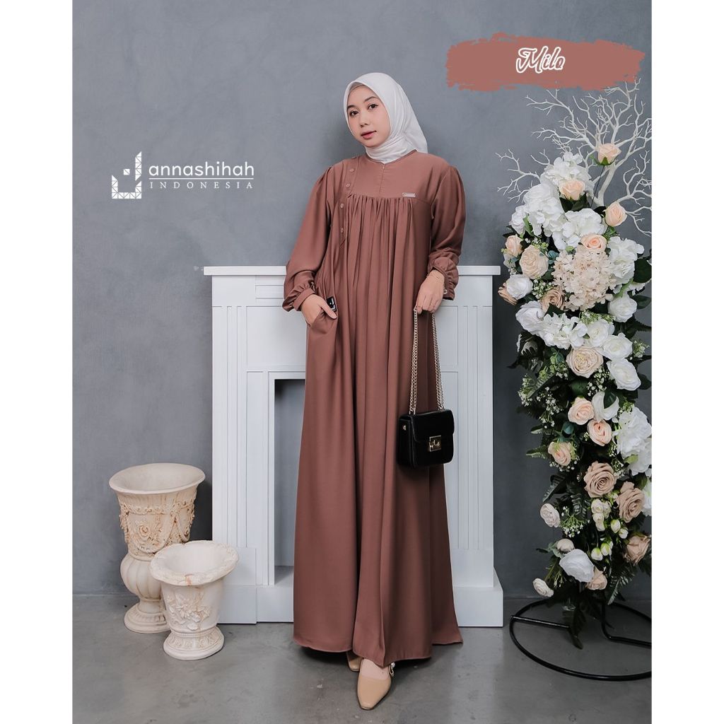 GAMIS POLOS YORIS RUMINA DRESS EXSLUSIVE ANNASIHAH/COD/ABAYA REMPEL POLOS HITAM