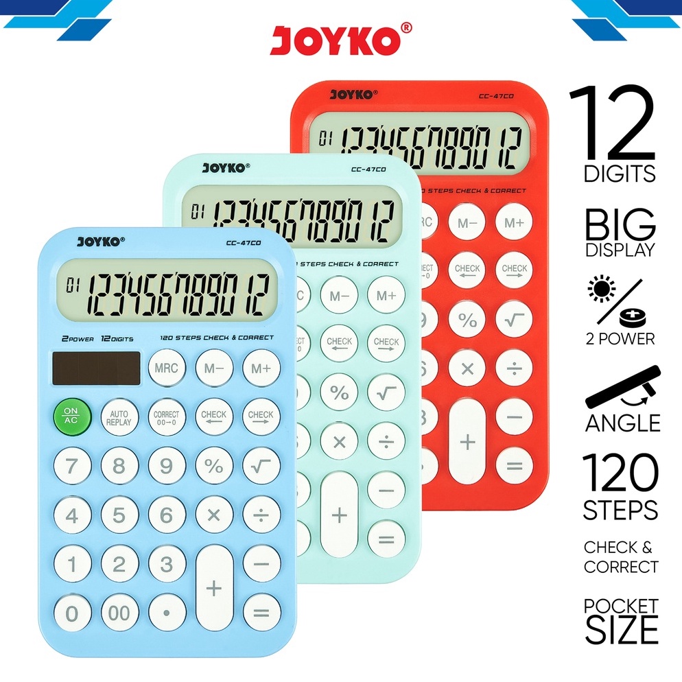 

kw Ready Stock Calculator Kalkulator Joyko CC47CO 12 Digits Check Correct H44