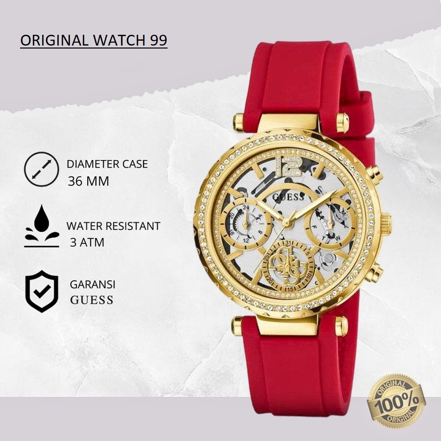 100% ORIGINAL Jam Tangan Wanita Guess GW0484L1 Jam Tangan Original - Stainless Steel & Tali Rubber