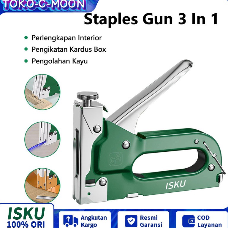 

ISKU Staple Gun Staples Tembak 3 In 1 Staples Gun Tacker Stapler Powerfull Staples Perekat Stapler Tembak Kayu Gun c W5G3