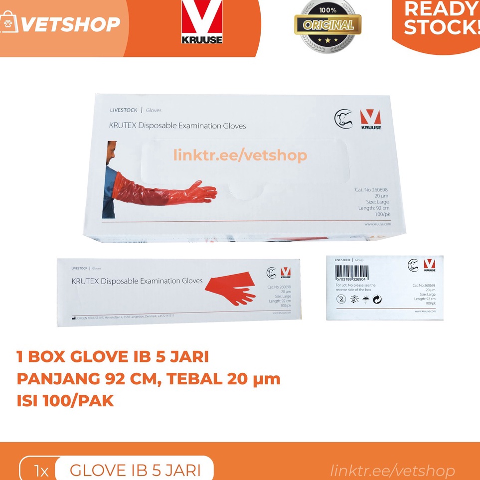 KODE M72W Glove IB  Glove Palpasi Perrectal  Sarung Tangan Plastik IB 5 jari