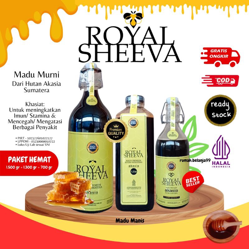 

madu murni royal sheeva paket hemat 3.500 gr madu asli hutan akasia sumatera lulus uji lab halal mui