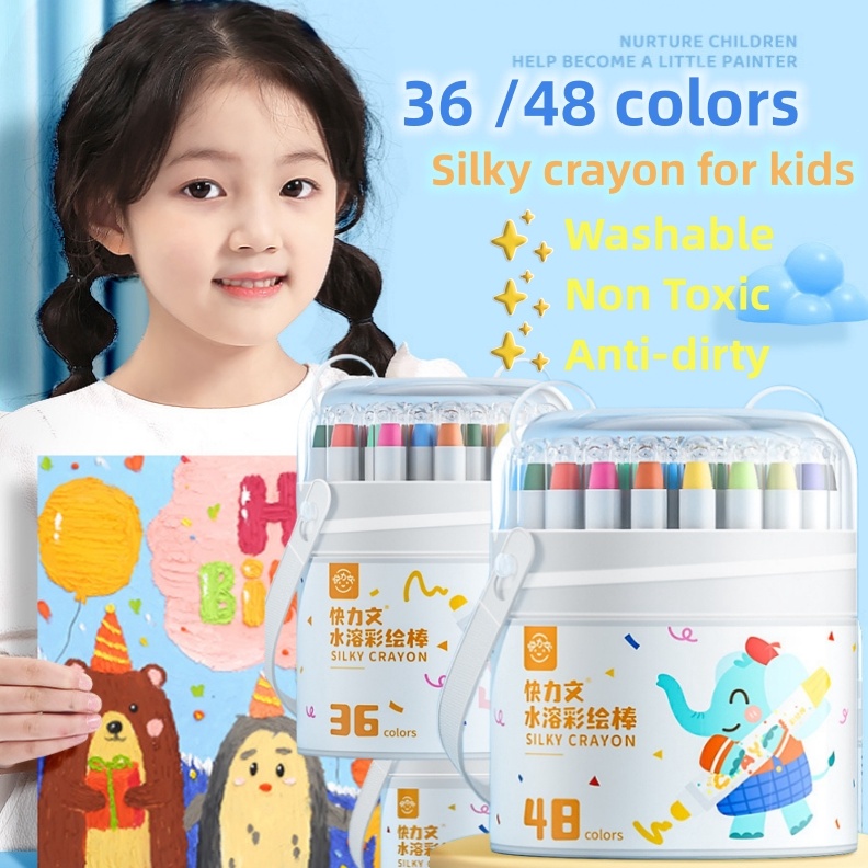 

Free Brush3648pcs Crayon For Kids Washable Non Toxic Colouring Painting Oil Pastel Drawing Art Krayon Tidak Kotor Tangan Childrens Gift i T2K6
