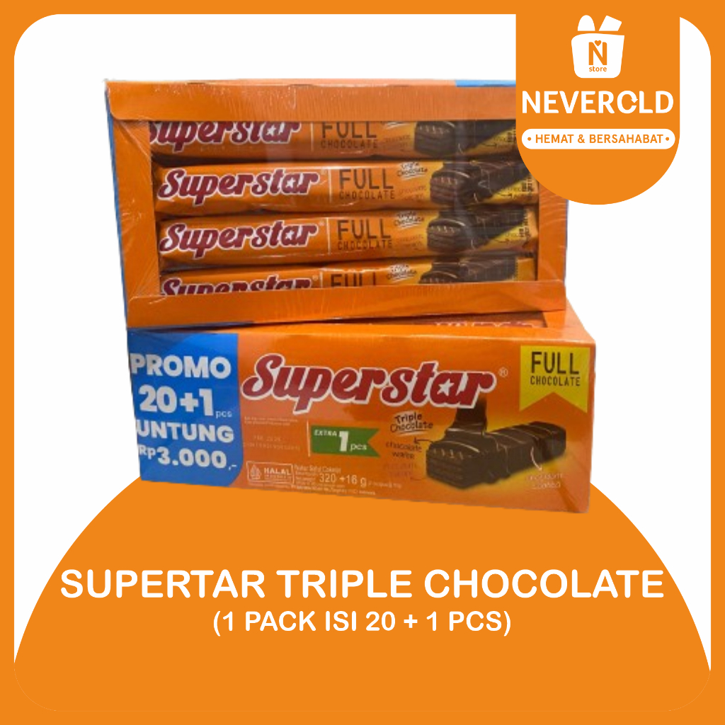 

NEW ROMA SUPERSTAR TRIPLE CHOCHOLATE 1 BOX ISI 20PCS