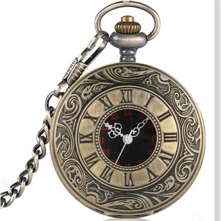 KODE C9C pocket watch Jam saku antik mewah romawi BRONZE jepit
