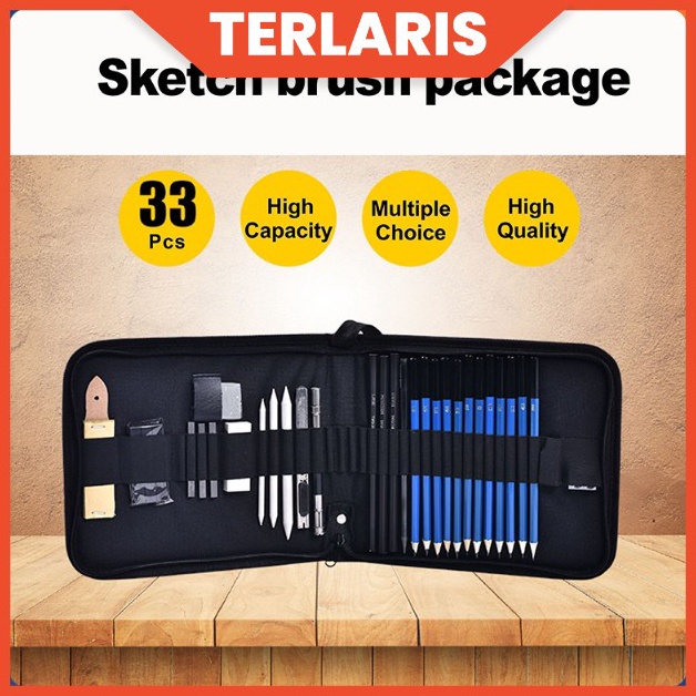 

Pensil sketsa 33PCSSet Sketch Pensil Pisau Penghapus dan Pensil Gambar untuk Keperluan Sekolah Professional Drawing Sketch Pencil Set Charcoal Eraser Art Painting Kit l T2A5