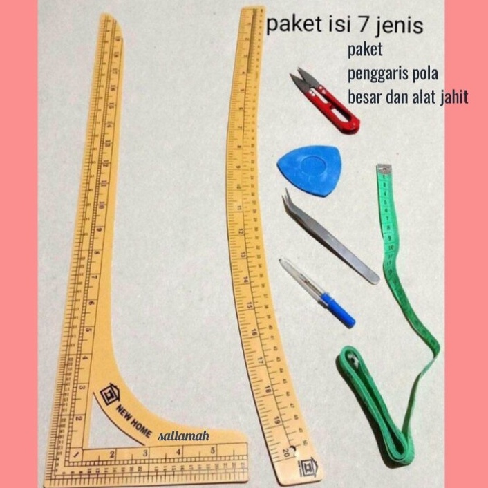 

Penggaris pola jahit 1 set alat jahit paket kumplit isi 7 jenis Alat jahit kebutuhan menjahit menjahit alat pola jahit penggaris jidar pola kapur meteran pinset pendedel gunting c K7A3