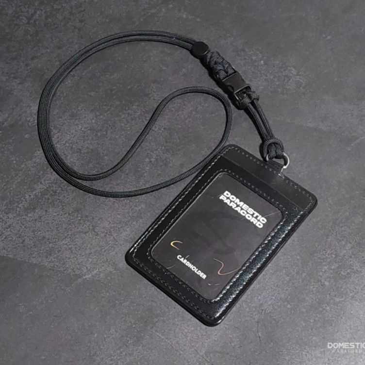 

Lanyard Id card holder kulit tali paracord 4mm premium tali gantungan id 2 slot bolak balik d X5L2