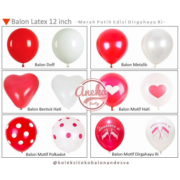 Balon Merah Putih Hut RI Latex / Balon Merah Putih Dirgahayu RI / balon metalik merah putih / balon 