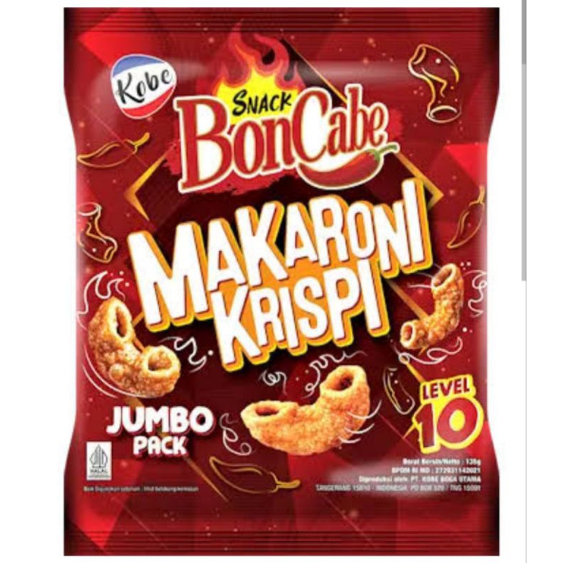 

Kobe Snack BonCabe Makaroni Krispi Level 15 pedas 135g