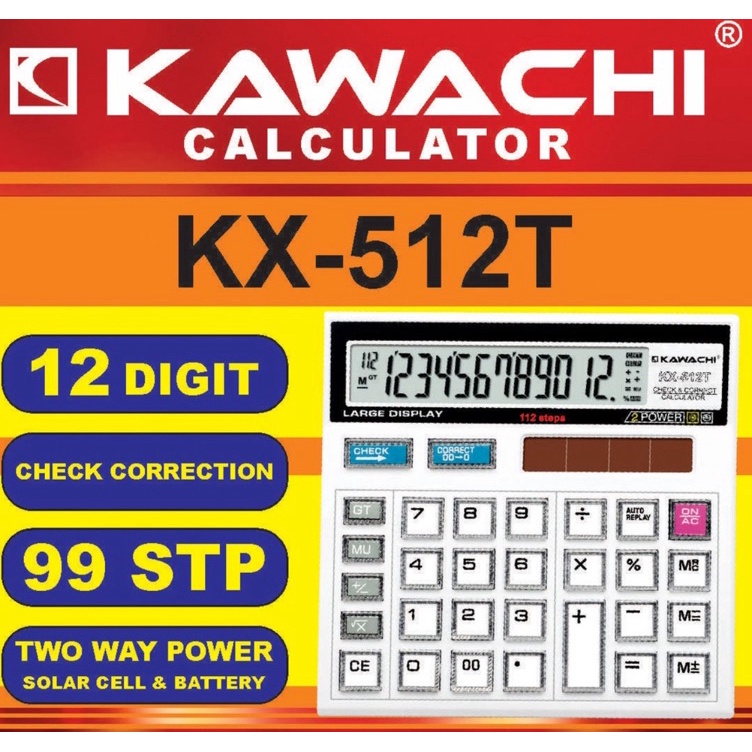 

Kalkulator Kawachi 12 Digit KX 512Calculator Kawachi KX 512 q Q6J9