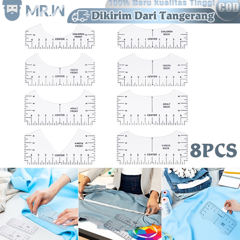 

Transparent TShirt Ruler 8pcs V Neck TShirt Alignment Tool For Center DesignPenguasa Panduan Tshirt r V5Z2