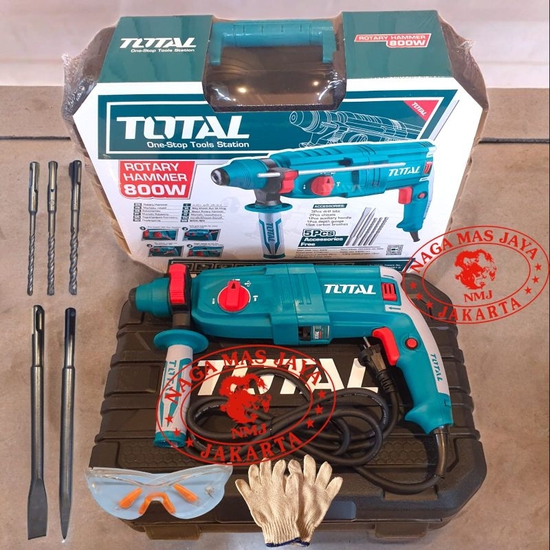 MESIN BOR BETON BOBOK TEMBOK SDS PLUS TOTAL 26MM / BOR BETON BOBOK TOTAL TH308268 / ROTARY HAMMER DR