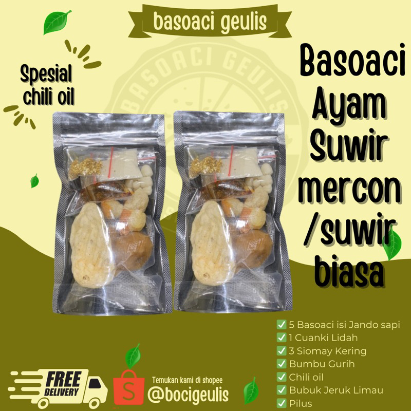 

2 Pcs Basoaci Aym Suwir dengan chili oil, halal sudah vakum