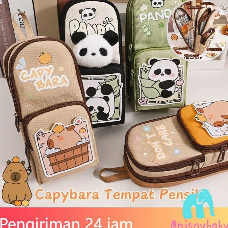 

CODModis Lucu Kapibara Kuromi Melody Panda Pensil Case 6 Lapis Besar Kapasitas Multifungsi Tahan air Siswa Kanvas Pensil Tas r N5N2