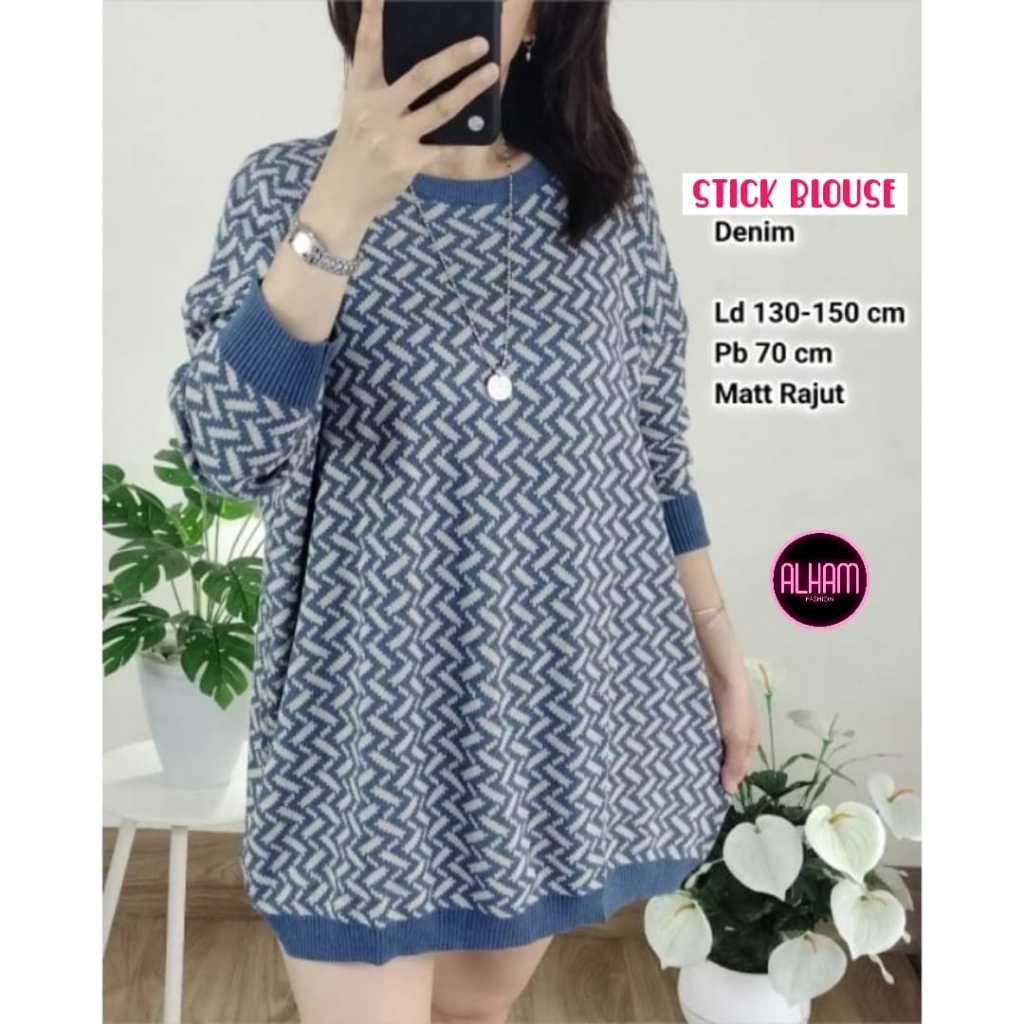 BLOUSE RAJU WANITA LENGAN PANJANG / BLOUSE  RAJUT JUMBO / BAJU ATASAN WANITA LENGAN PANJANG