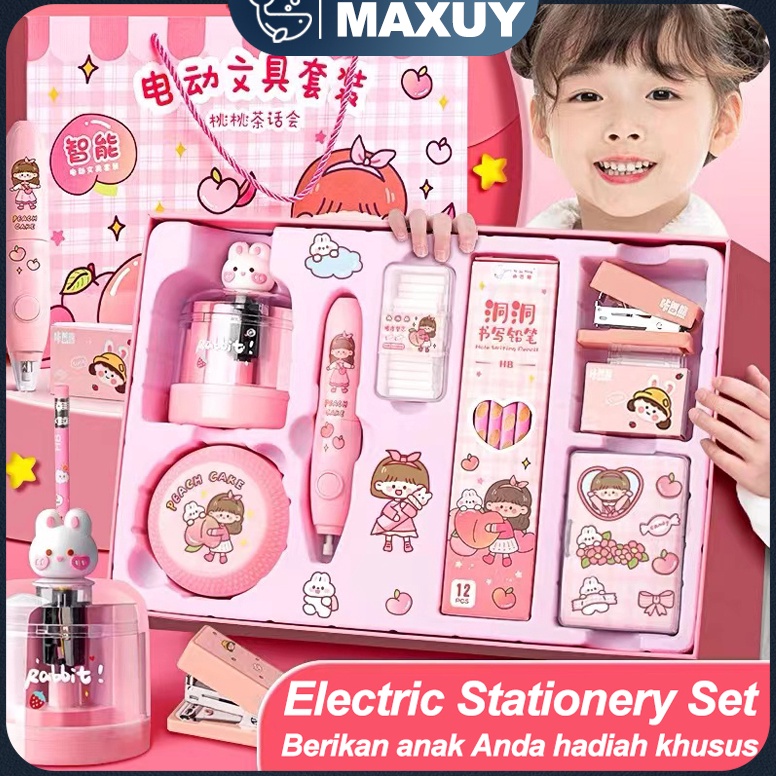 

Electric stationery set pensil elektrik Childrens stationery set 11 In 1 Pensil penghapus rautan Set hadiah t UH2