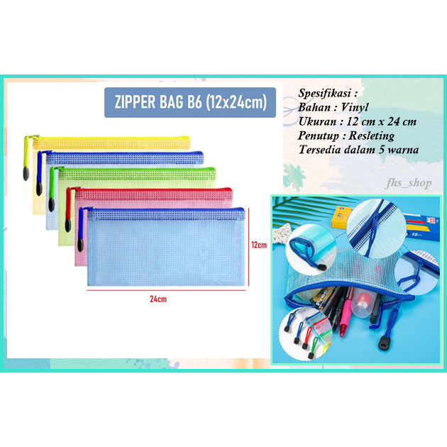 

Tempat Pensil Minimalist Zipper Bag Map Jaring Tempat Pensil Aesthetic Pencil Case 12 cm x 24 cm