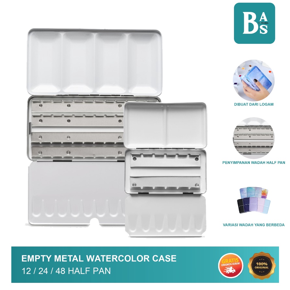 

Empty Metal Watercolor Case 12 24 48 Half Pan b Q8M8