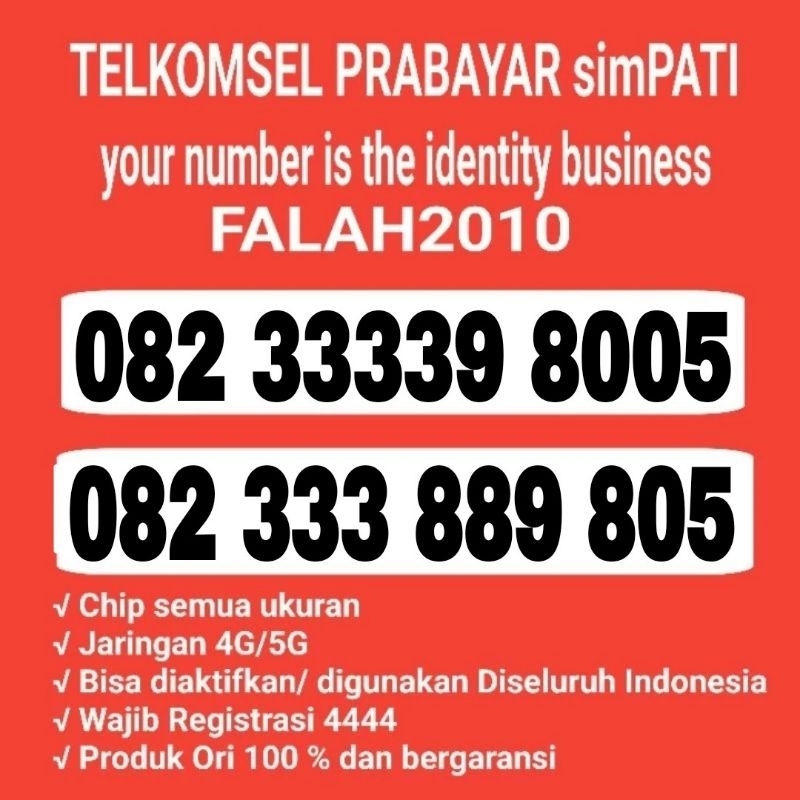 NOMOR CANTIK TELKOMSEL KARTU PERDANA CANTIK TELKOMSEL BOS  8005