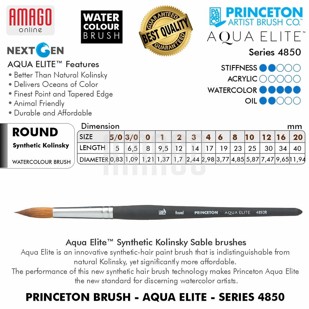 

KODE C77B Kuas PRINCETON Aqua Elite Brush Round 485 Series Pilih Ukuran