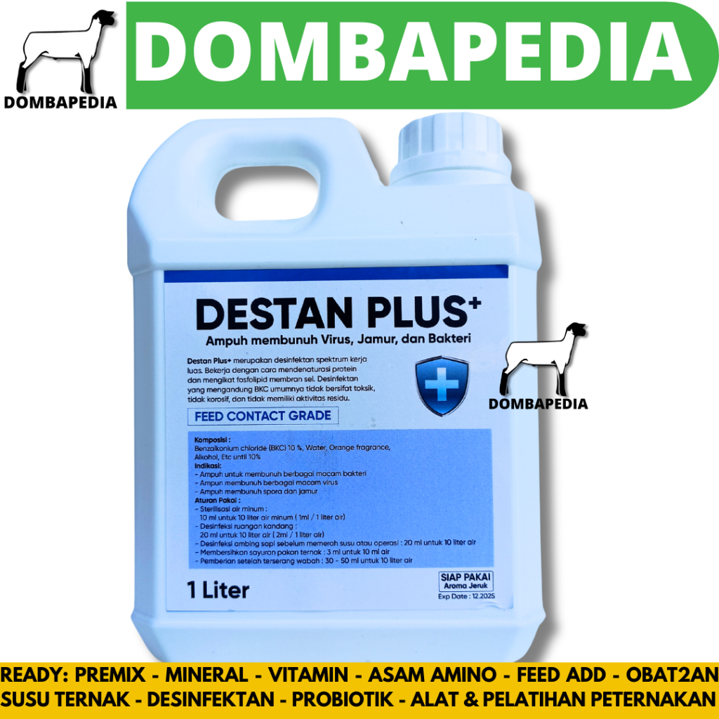 DESINFEKTAN KANDANG DESTAN PLUS 1 LITER - Disinfektan BKC 10% - Desinfektan Ayam Bebek Sapi Kambing 