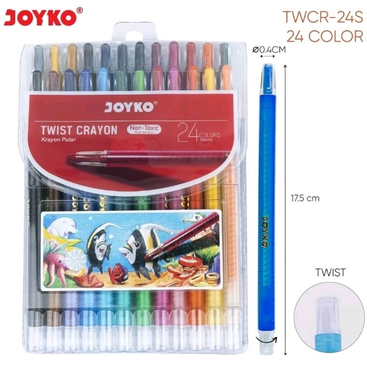 

KODE S68K Krayon Putar Panjang 24 Warna Twist Crayon JOYKO