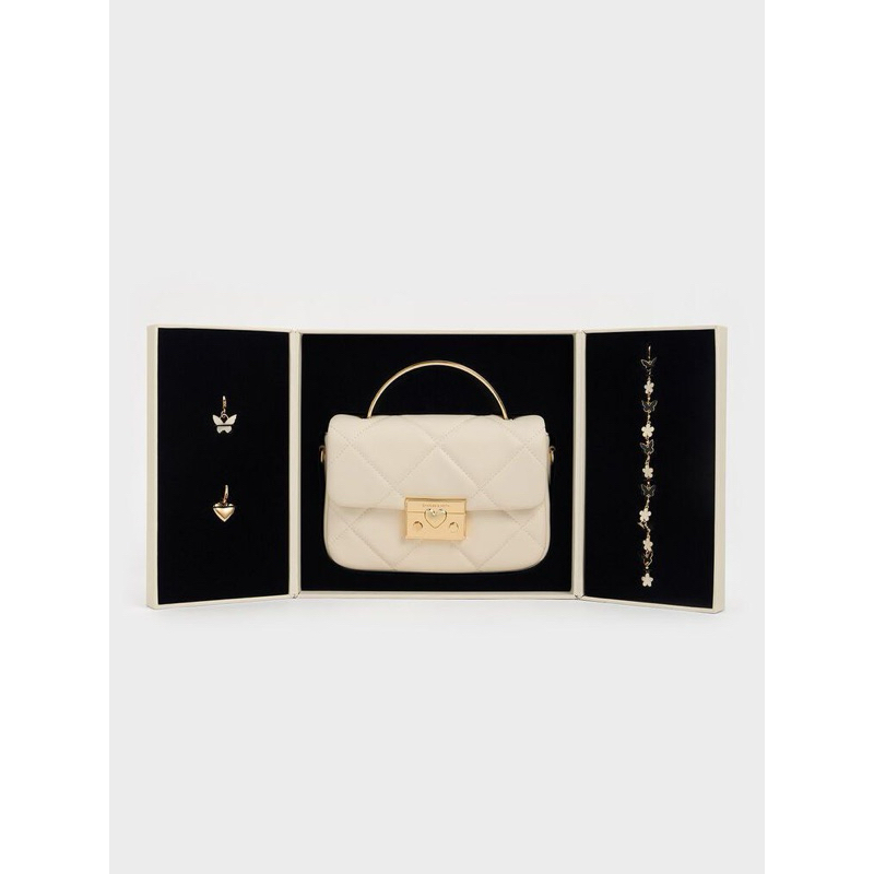 CK Quilted Boxy Top Handle Bag Giftset Include Box