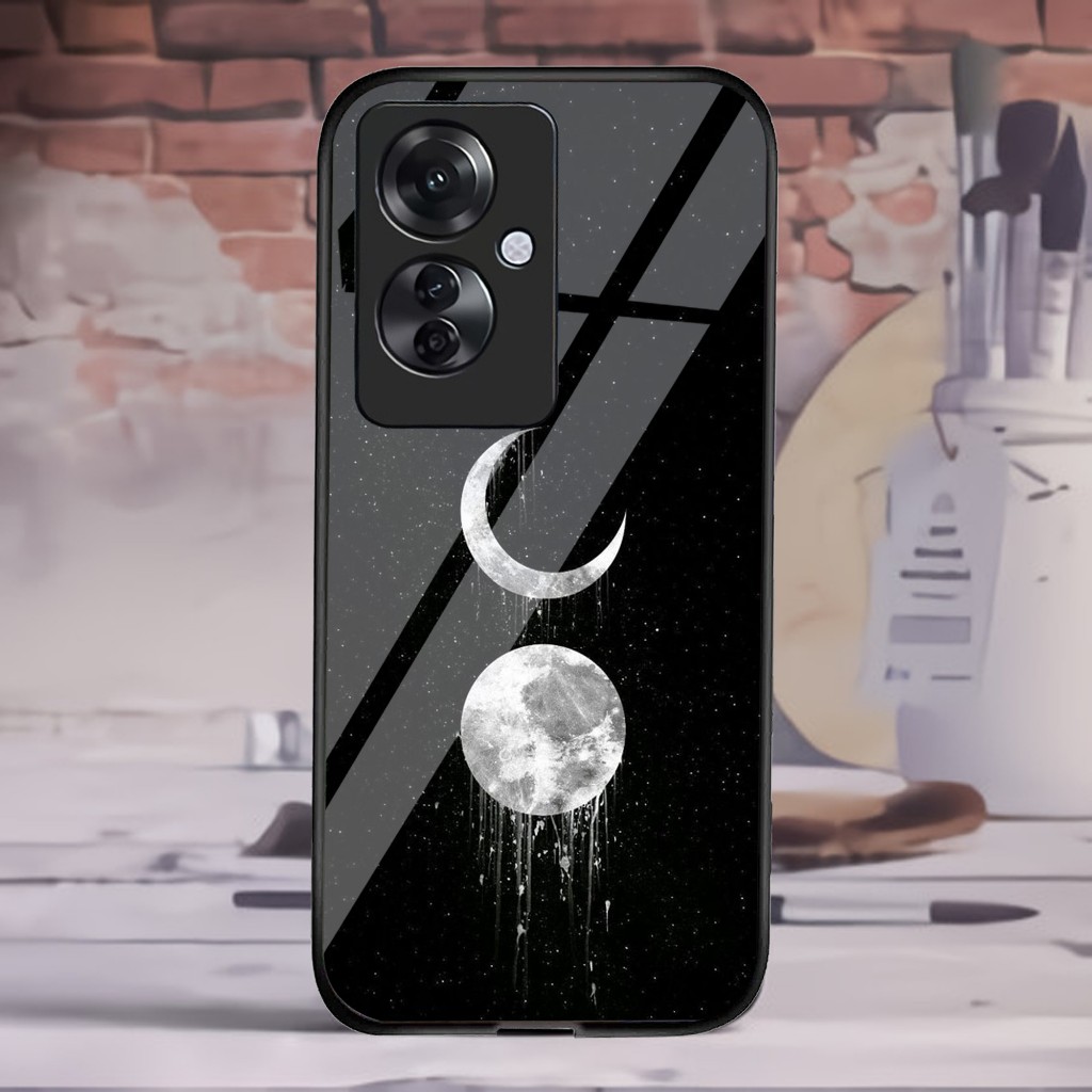 Case Kaca Bulan Oppo reno 11f - Kesing hp Oppo reno 11f - Case Cantik Oppo reno 11f - Case Kekinian 