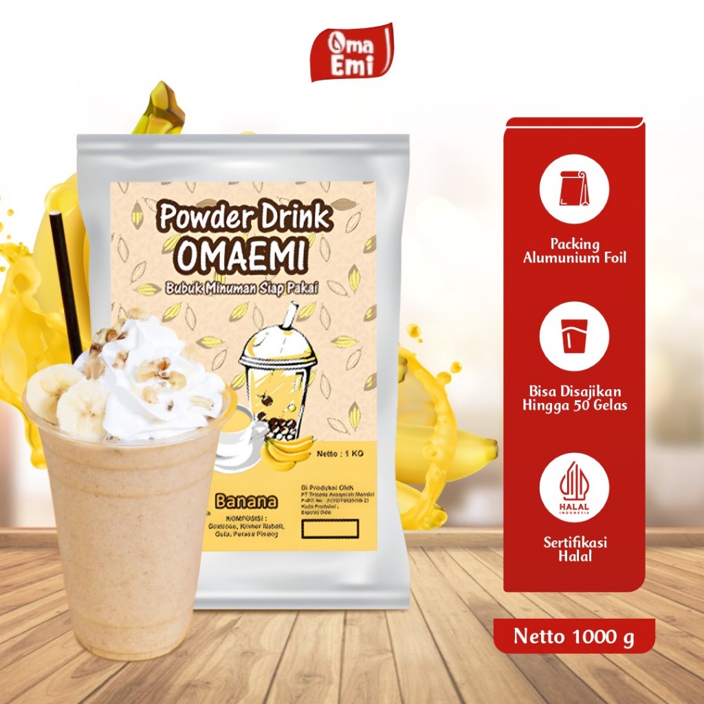 

BUBUK MINUMAN PREMIUM RASA BANANA PISANG 1 KG | BPOM & HALAL