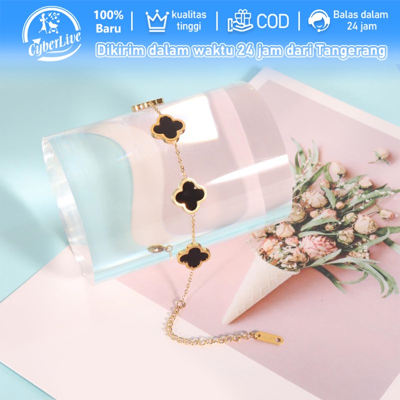 Gelang Clover Titanium | Gelang Titanium Terbaru | Gelang Wanita Clover | Gelang Clover Kecil Titani