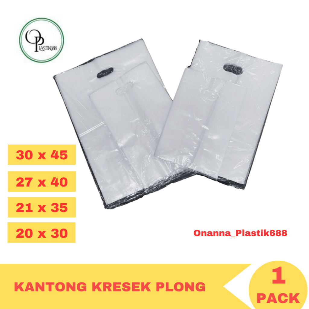 ONANNA Plastik Kantong Kresek PE Plong Bening Oval