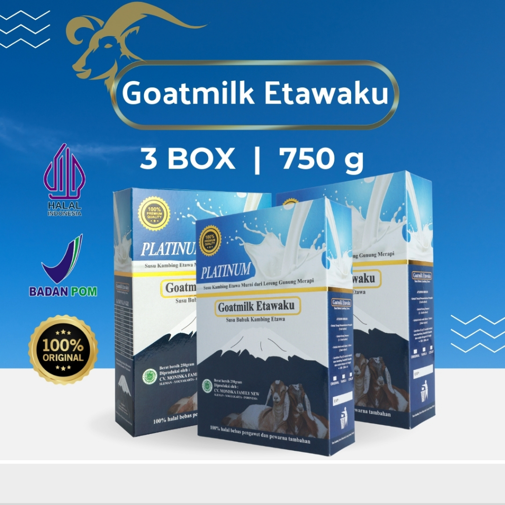 

Goatmilk Etawaku - Susu Kambing Etawa 100% Asli BPOM & Halal - 3 BOX 750g - Susu Anak Cerdas & Sehat