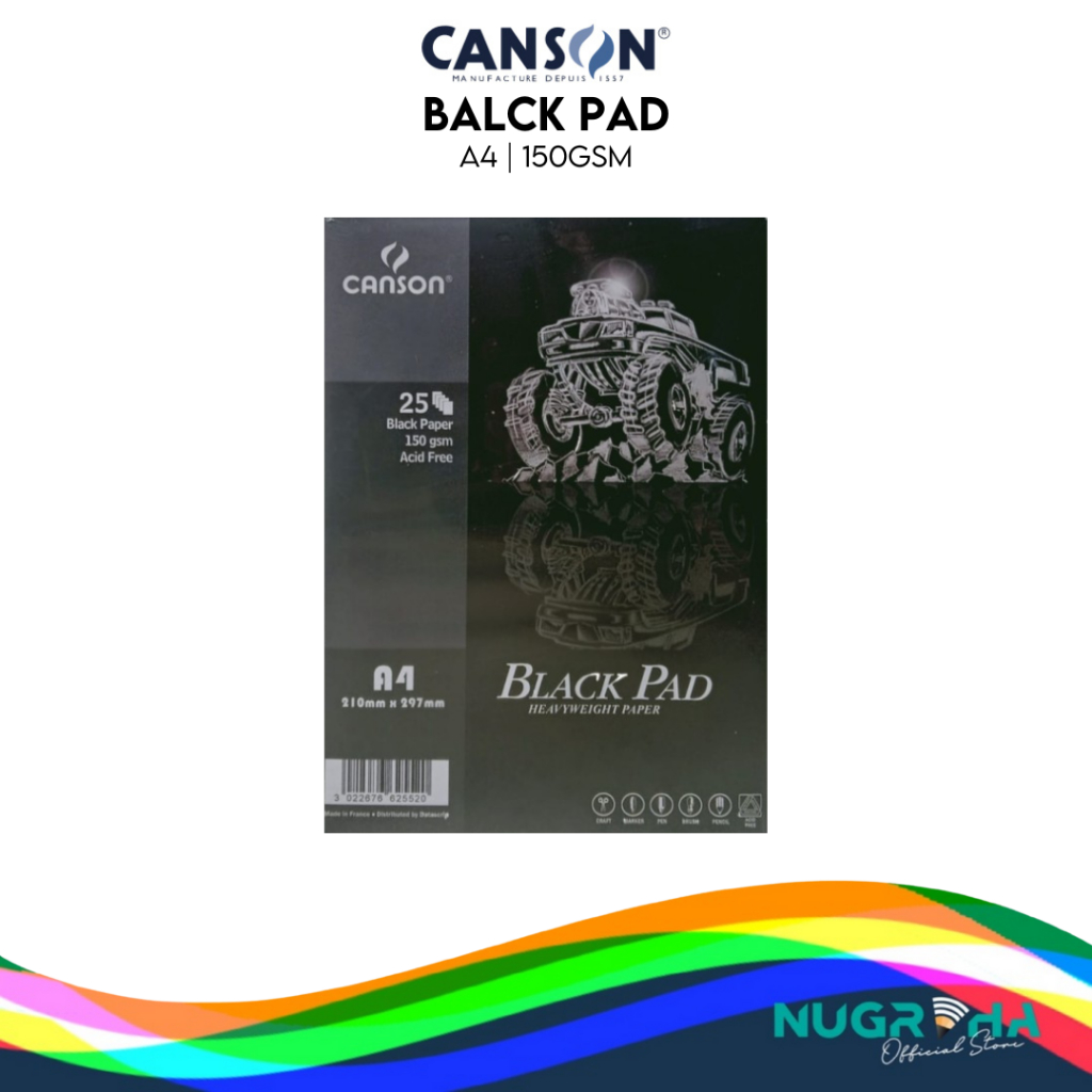 

A4 CANSON BLACK PAPER PAD BUKU GAMBAR KERTAS HITAM