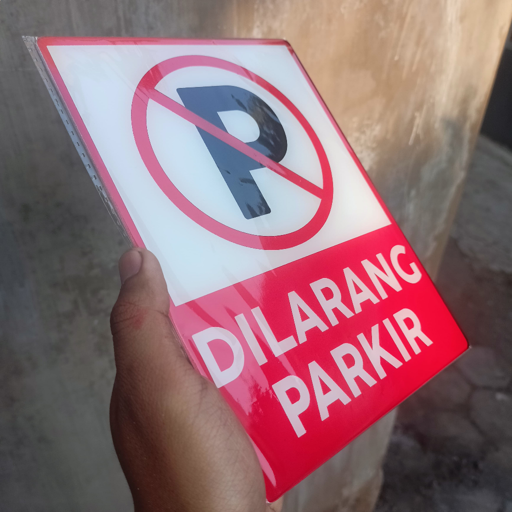 Papan Akrilik Tanda Dilarang Parkir Anti Air untuk Dinding dan Pintu dengan Double Tape Foam
