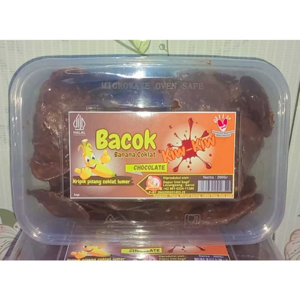 

BACOK (Banana Coklat), Kripik pisang balut coklat lumer Rasa Chocolate, Isi 200Gr