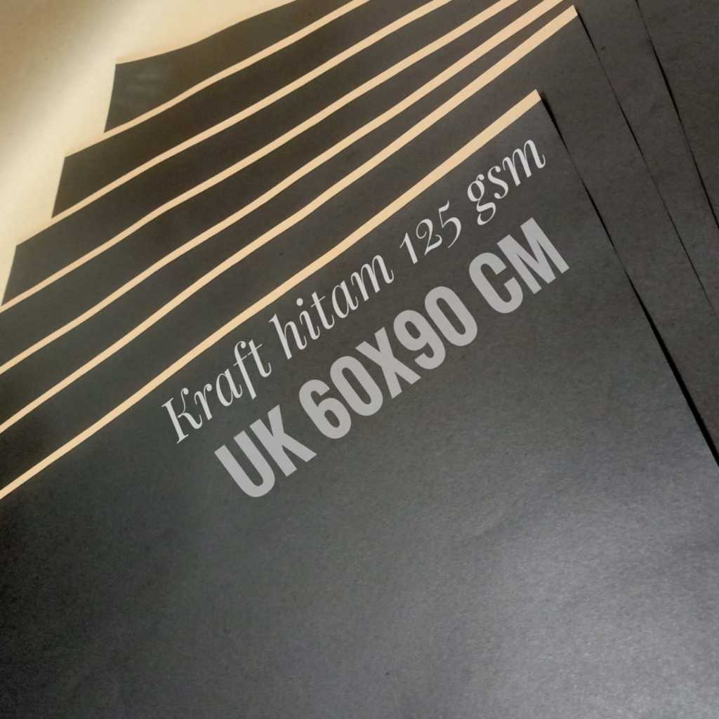 

( 10 Lembar ) Black Kraft Paper / Kertas Kraft Hitam 125 gsm uk 60 cm x 90 cm