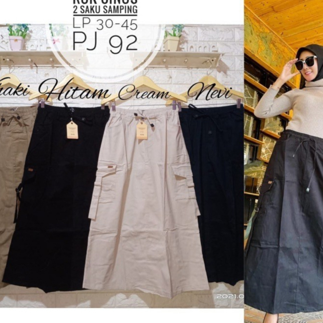 ROK CARGO WANITA JUMBO (XXL) rok korean style rok panjang wanita BB max 72kg