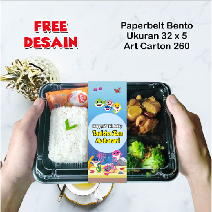 

Paper belt bento Ultah Label ikat bento Nasi bento Ulang tahun kardus snack