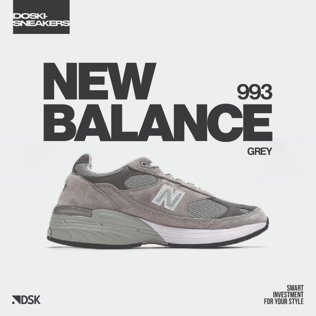 New Balance 993 Grey 100% Original Sneakers Casual Pria Wanita Sepatu Ori Murah Sepatu NB Original S