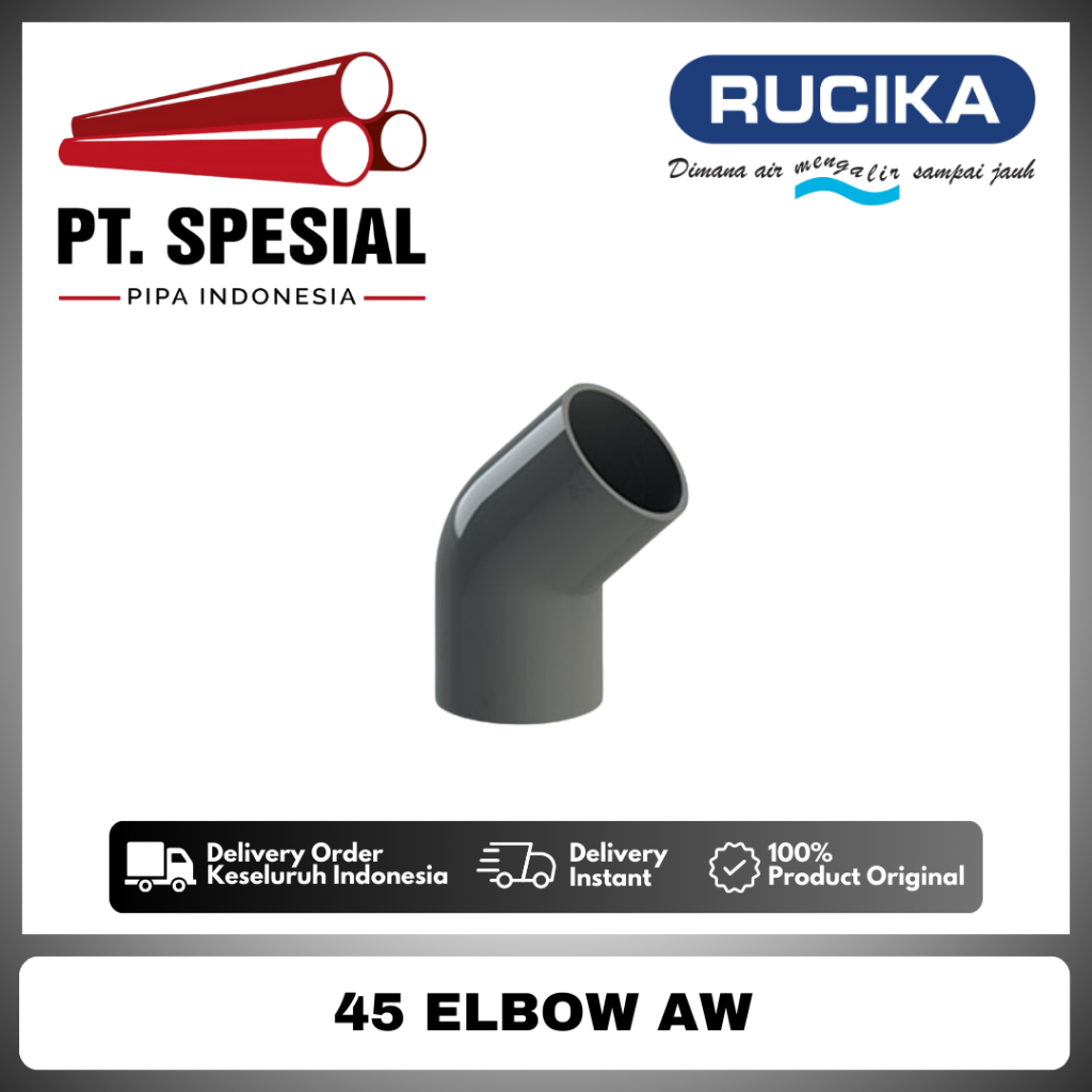 Knee 45 AW 1.1/2 Inch PVC Rucika / Keni Knee PVC AW / Elbow 45 PVC AW Rucika -12