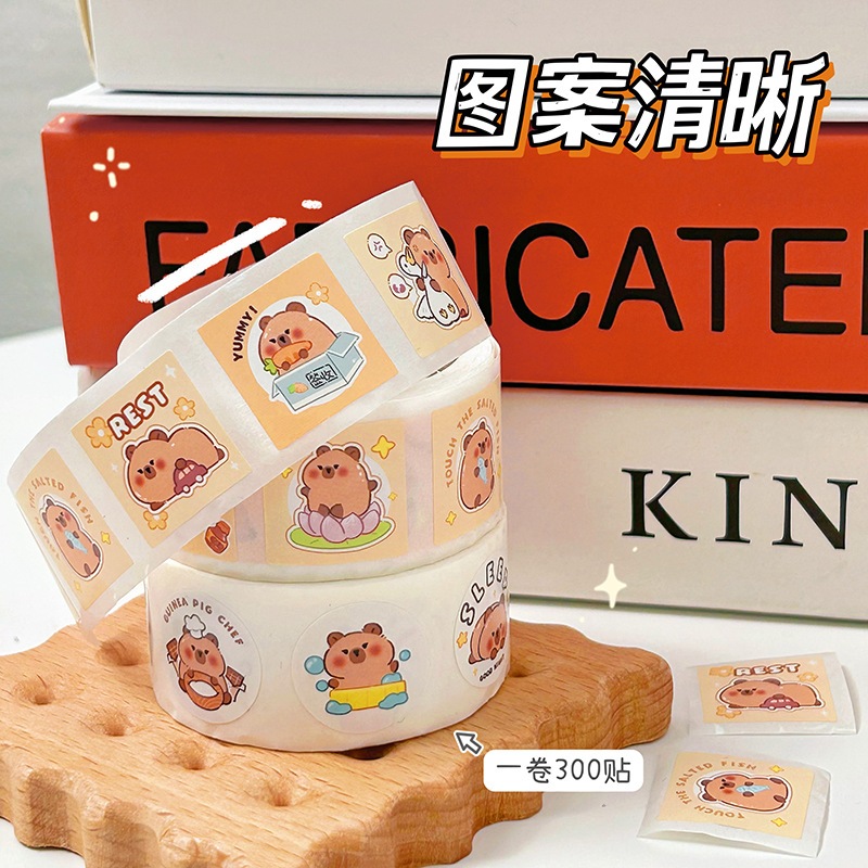 

Stiker Roll Label Capybara isi 300 Lembar Untuk Tempel Di Box Packaging Import