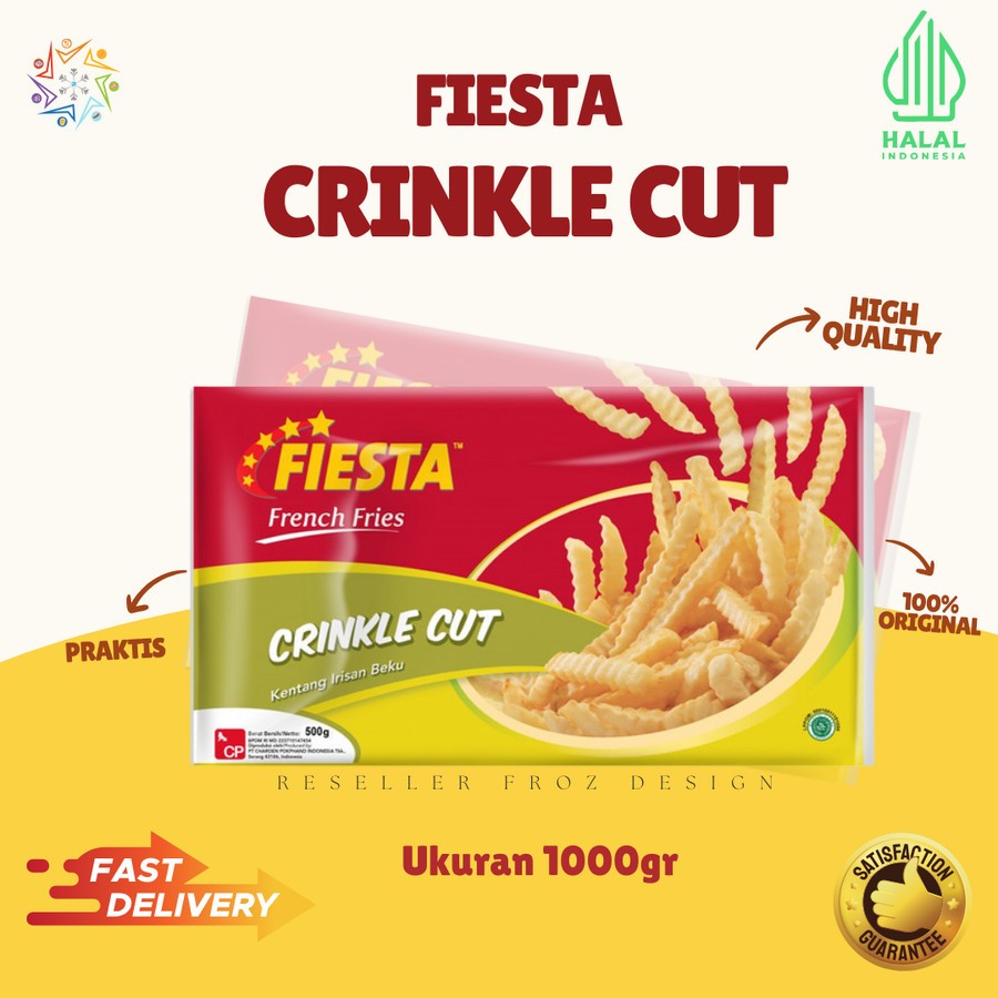 

KENTANG GORENG CRINKLE FIESTA 1 KG | KENTANG POTONGAN KERITING | KENTANG TEBAL FIESTA | PIYESTA