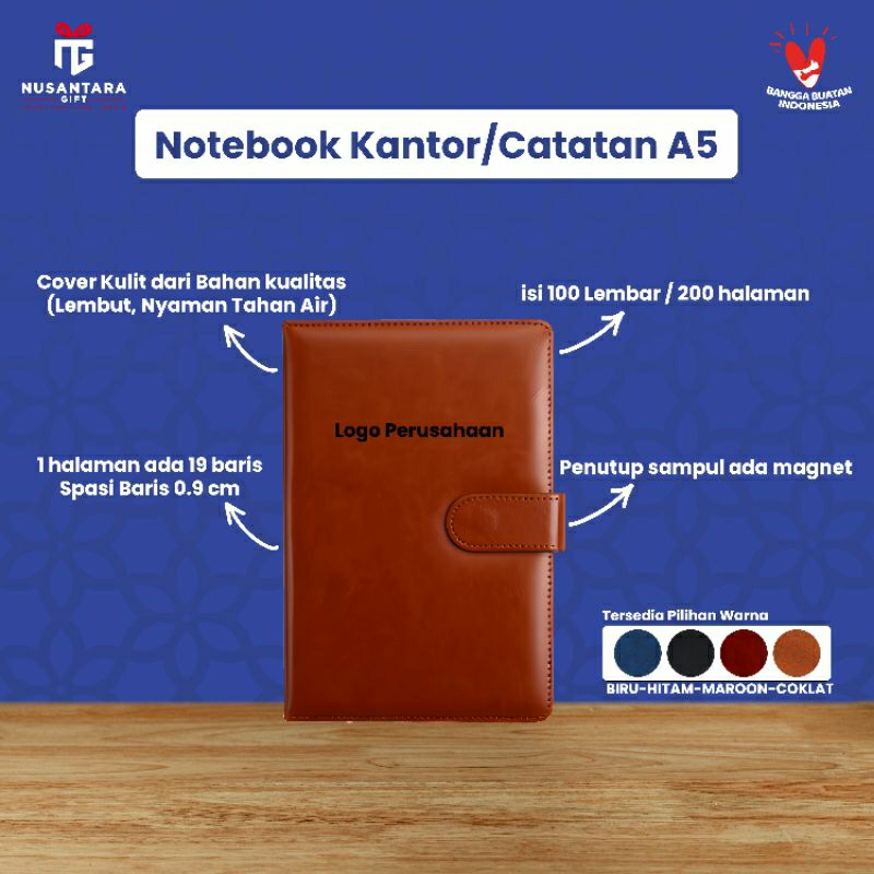 

Notebook Kantor atau Catatan A5 Bisa Custom Nama atau Logo Untuk Souvernir atau Gift