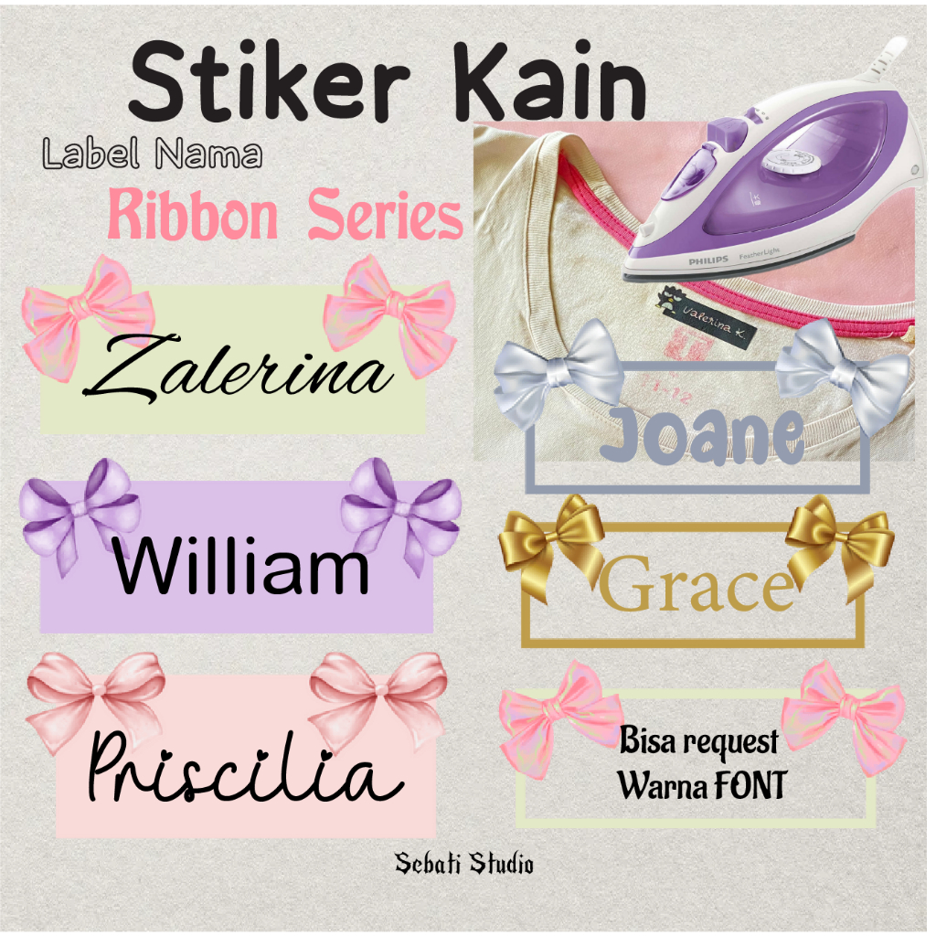 

Ribbon Series PART 1 Sablon Setrika Iron Stiker Label Nama DTF Custom FREE CUSTOM NAMA