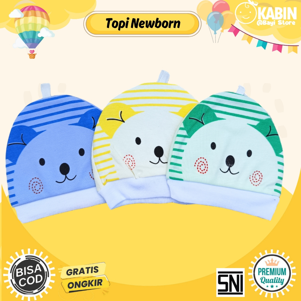 1 Pcs Topi Bayi Sablon Muka Panda Hangat Lembut