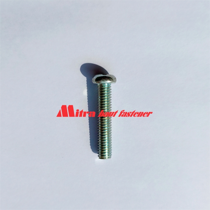 M4 x 10 Baut Kepala Obeng + Bulat Pan Head Galvanis 4x10