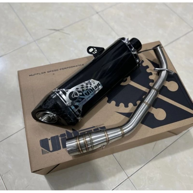 KNALPOT VILLAN MV1 BLACK HEADER SILVER AEROX155 NMAX ADV VARIO BEAT