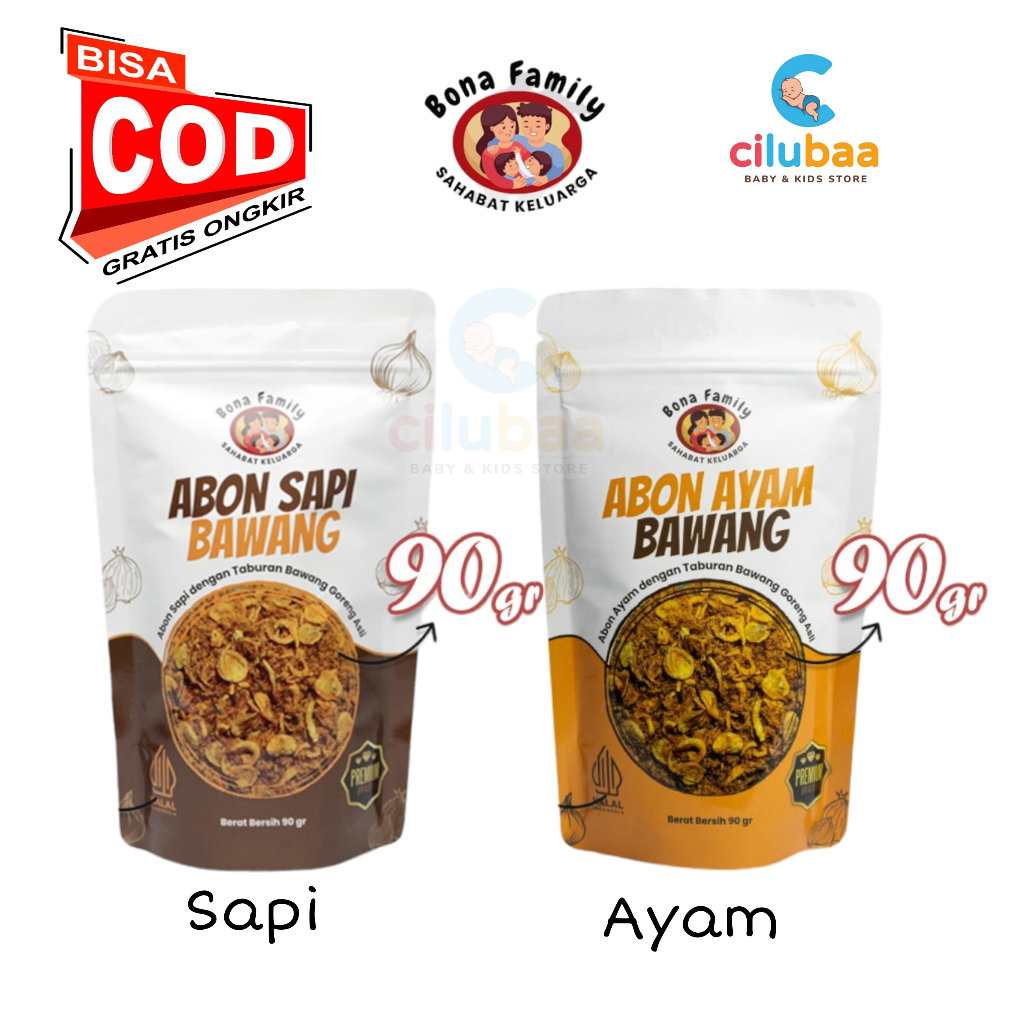 

BONA ABON FAMILY 90GR/ ABON MPASI ABON NON MSG/ ABON SAPI BAWANG ABON AYAM BAWANG ABON BONA FAMILY