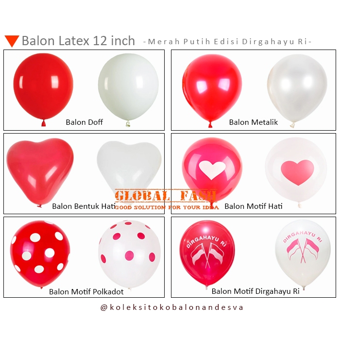 Balon Merah Putih Hut RI Latex / Balon Merah Putih Dirgahayu RI / balon metalik merah putih / balon 
